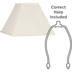 Set Of 2 Tapered Square Lamp Shade (Pre-Assembled) S Beige Large 7" Top X 17" Bottom X 13" Slant X 12 High Spider With Replacement Harp And Finial Fitting