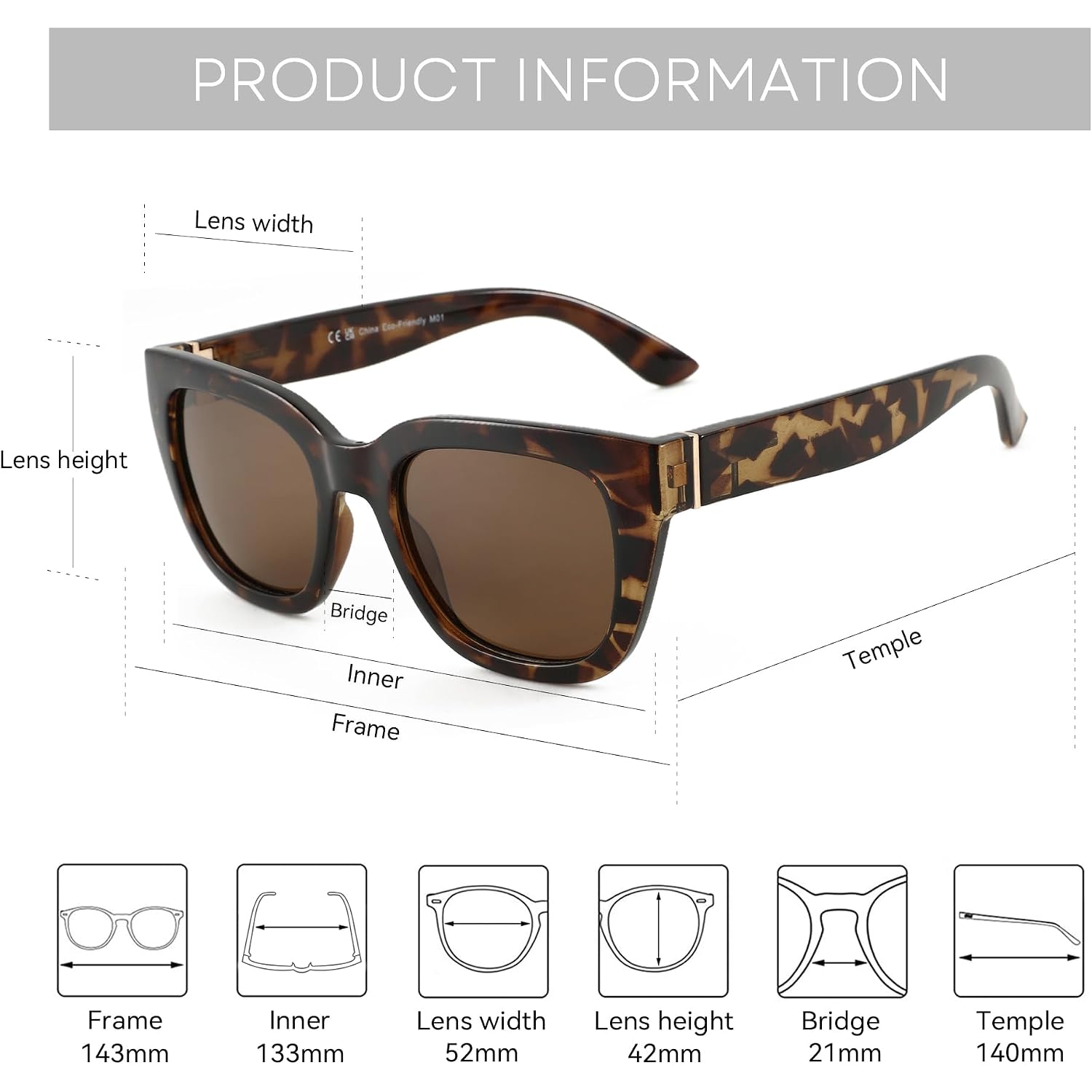 ZENOTTIC Retro Square Polarized Sunglasses for Women Vintage Sun Glasses UV400 Protection Trendy Shades Fashion Style C02 Tortoise Frame Brown Lens