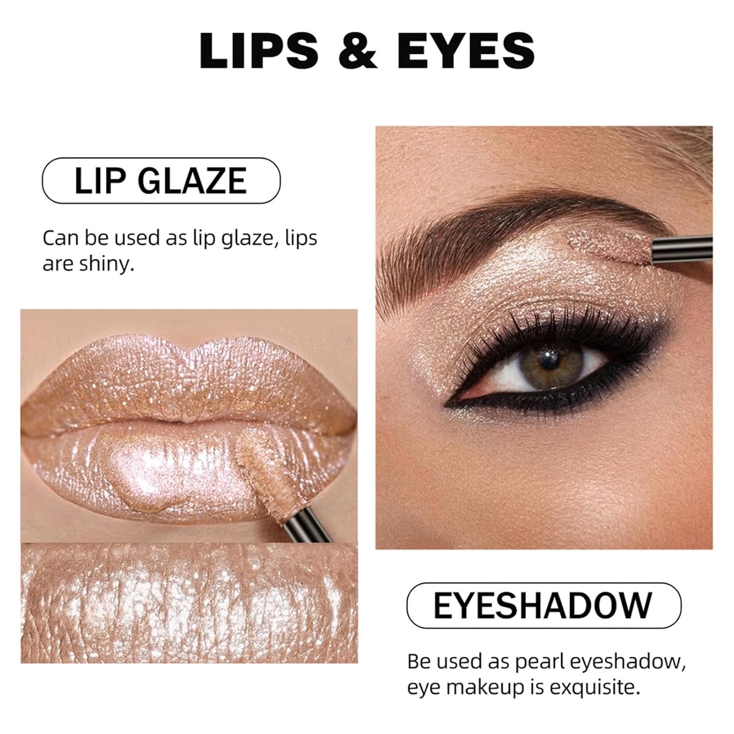Admd Diamond Lip Glaze 6-Piece Set Lip Gloss Glitter Sparkling Liquid Lipstick&Shimmer Eyeshadow Long-Lasting Waterproof Makeup