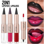 Baisen Diary 2-In-1 Double-Ended Matte Lip Liner & Lip Gloss Duo, Berry Pink Ombre Lip Combo Pencil, Lip Liner And Lipstick Gloss Set For Defined & Fuller Looking Lips, #03 Berry Pink