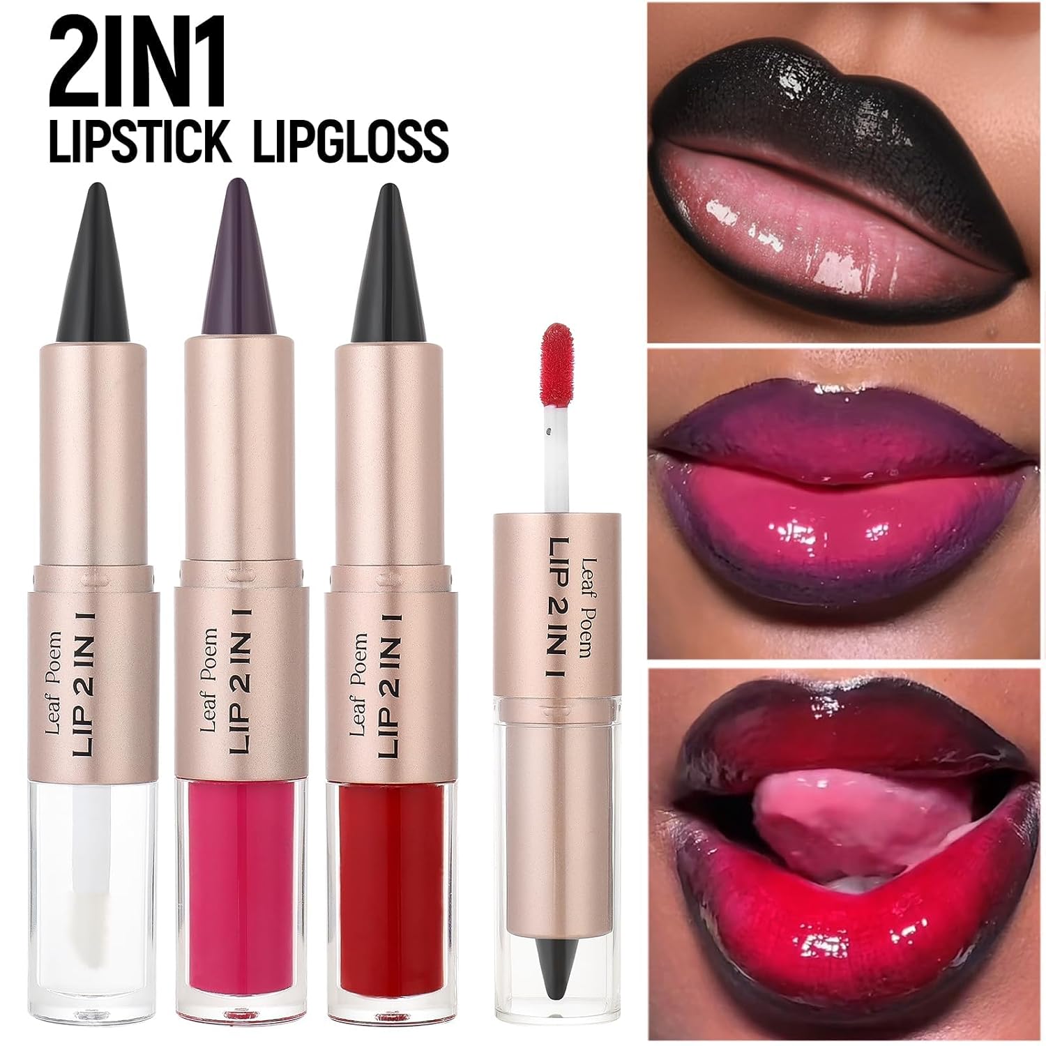 Baisen Diary 2-In-1 Double-Ended Matte Lip Liner & Lip Gloss Duo, Berry Pink Ombre Lip Combo Pencil, Lip Liner And Lipstick Gloss Set For Defined & Fuller Looking Lips, #03 Berry Pink