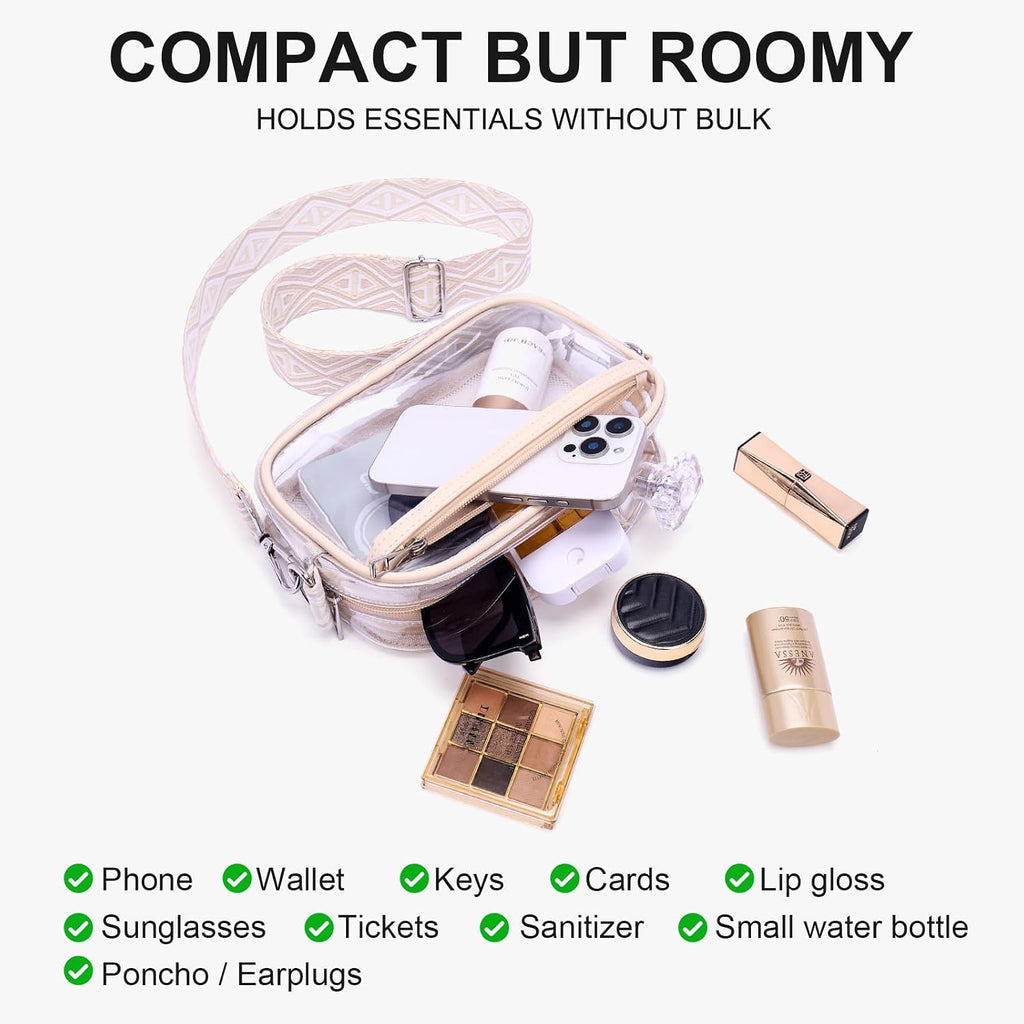 Frevaou Clear Bag For Stadium Events Crossbody Bags For Women Transparent Purse For Concerts, Games, Festivals