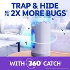 Zevo Max Bug Catcher & Fly Trap For Indoors - Flying Insect Trap For Gnats, House & Fruit Flies - Use In Any Room - No-Mess Disposal (1 Plug In Base & 2 Cartridges)