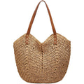 Summer Casual Straw Tote Bag Large Capacity Woven Shoulder Handbag For Summer Beach Vocation