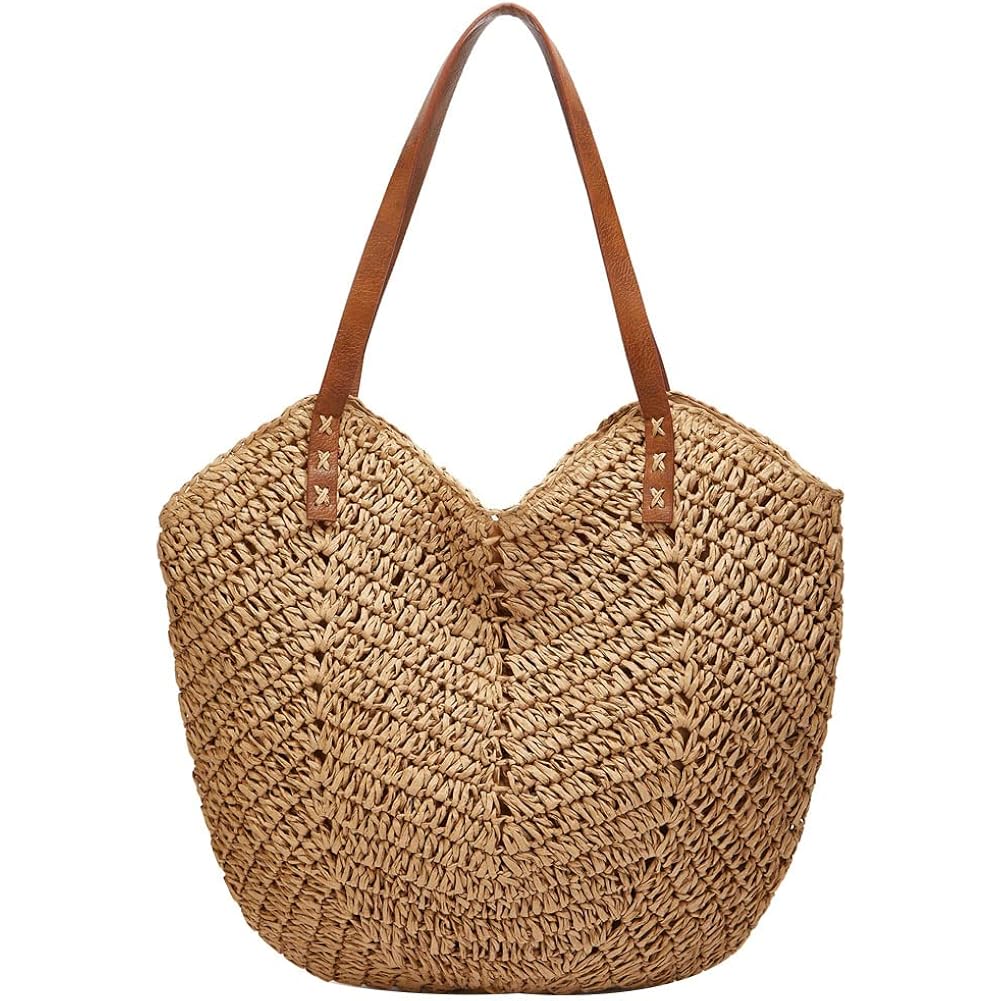 Summer Casual Straw Tote Bag Large Capacity Woven Shoulder Handbag For Summer Beach Vocation