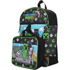 Bioworld Unisex Minecraft Adventure Mode 5-Piece Backpack Set (Little Kid/Big Kid), Green, One Size