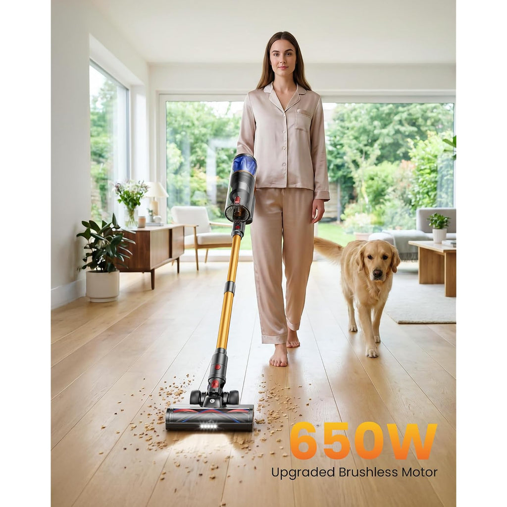 Cordless Vacuum Cleaner, 65Kpa 650W 70Mins Stick Vacuum Cordless With Three Suction Modes, Self-Standing&Led Touch Screen, Anti-Tangle Brush, Vacuum Cleaners For Home/Pet Hair/Hardwood Floors/Carpet