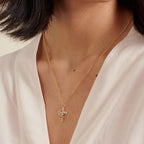 Robaice Mothers Day Gifts Upgraded Crown Cross Necklace for Women, 14K Gold Plated Crown Cross Pendant Necklace, Non-Tarnish Faith Jewelry for Women, Christian Religious Gifts
