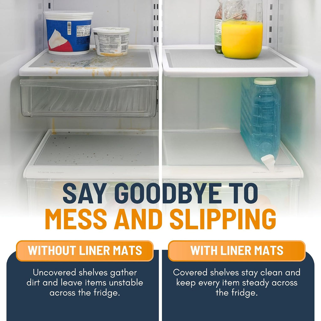 Refrigerator Liners For Shelves (8 Pack) By Linda’S Essentials - Non-Adhesive Drawer And Shelf Liner, Bpa-Free Fridge Mats For Kitchen & Cabinets, Easy To Clean, Ideal Household Essentials (Clear)