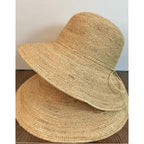 Natural Raffia Straw Bucket Hat For Women Sun Beach Handmade Raffia Woven Bucket Hat Foldable Summer Cap