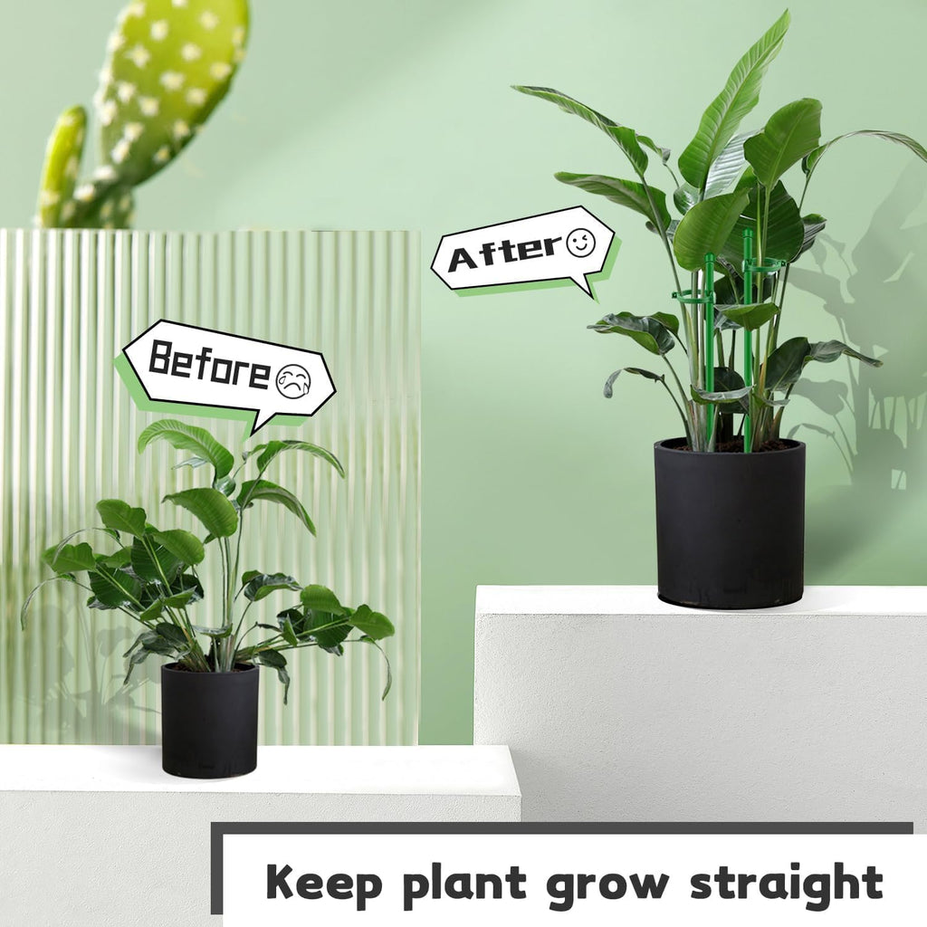 Plant Stakes 17Inch &11Inch Supking Adjustable Length Plant Support Stake 16Pcs Orchid Stick With Clips For Indoor Outdoor,Garden Pole For Potted Tomato Amaryllis Vegetables Comes With 20 Ties (Green)