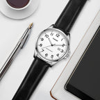 Watch For Men, Fashion Minimalist Wrist Watch Waterproof Quartz Analog Date With Leather Strap