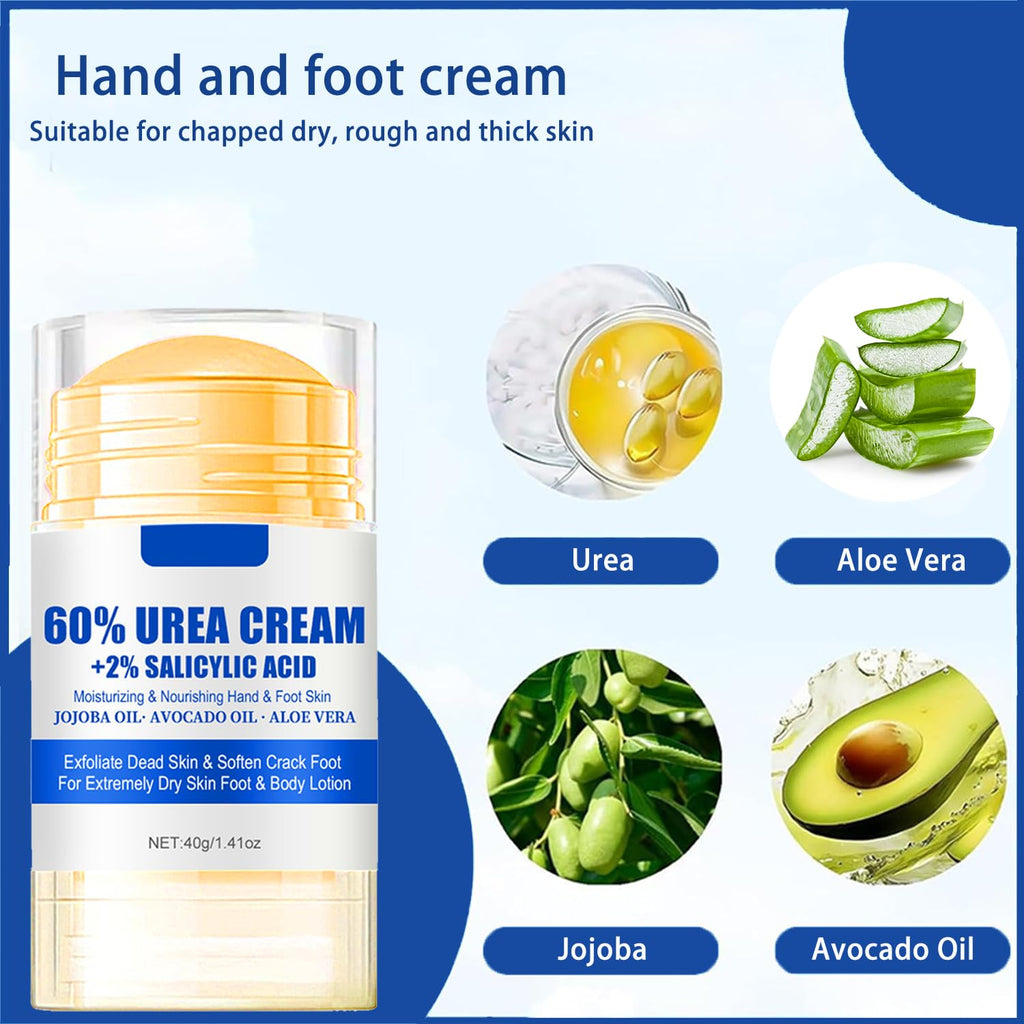 Urea Cream 60 Percent for Feet Maximum Strength, Urea Foot Cream with 2% Salicylic Acid, Foot Lotion, Foot Callus Remover for Dry Cracked Heels, Hydrates & Softens Dry Skin for Exfoliates Dead Skin