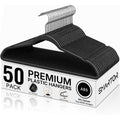 Plastic Hangers 50 Pack, Heavy Duty Plastic Hangers For Clothes - Non-Velvet Slim Hangers With 360° Swivel Hook & Clothes Thin Hanger - Durable Coat Hangars, Space Saving Hanger - Black