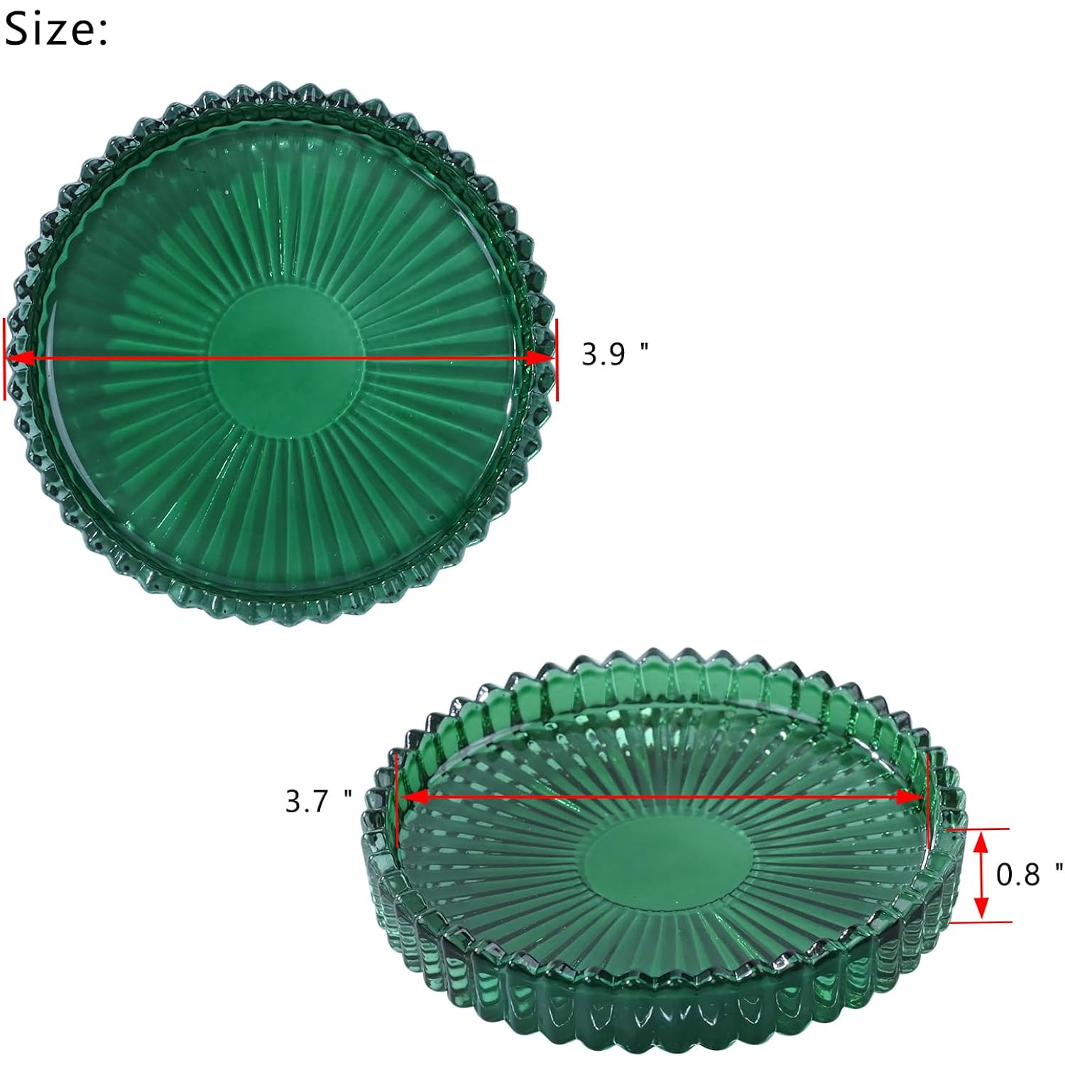 Candleholder Glass Candle Holder Plates Set of 6, Round Glass Candle Tray Plates for Dining Wedding Lantern Festival Party Evening Light, Green