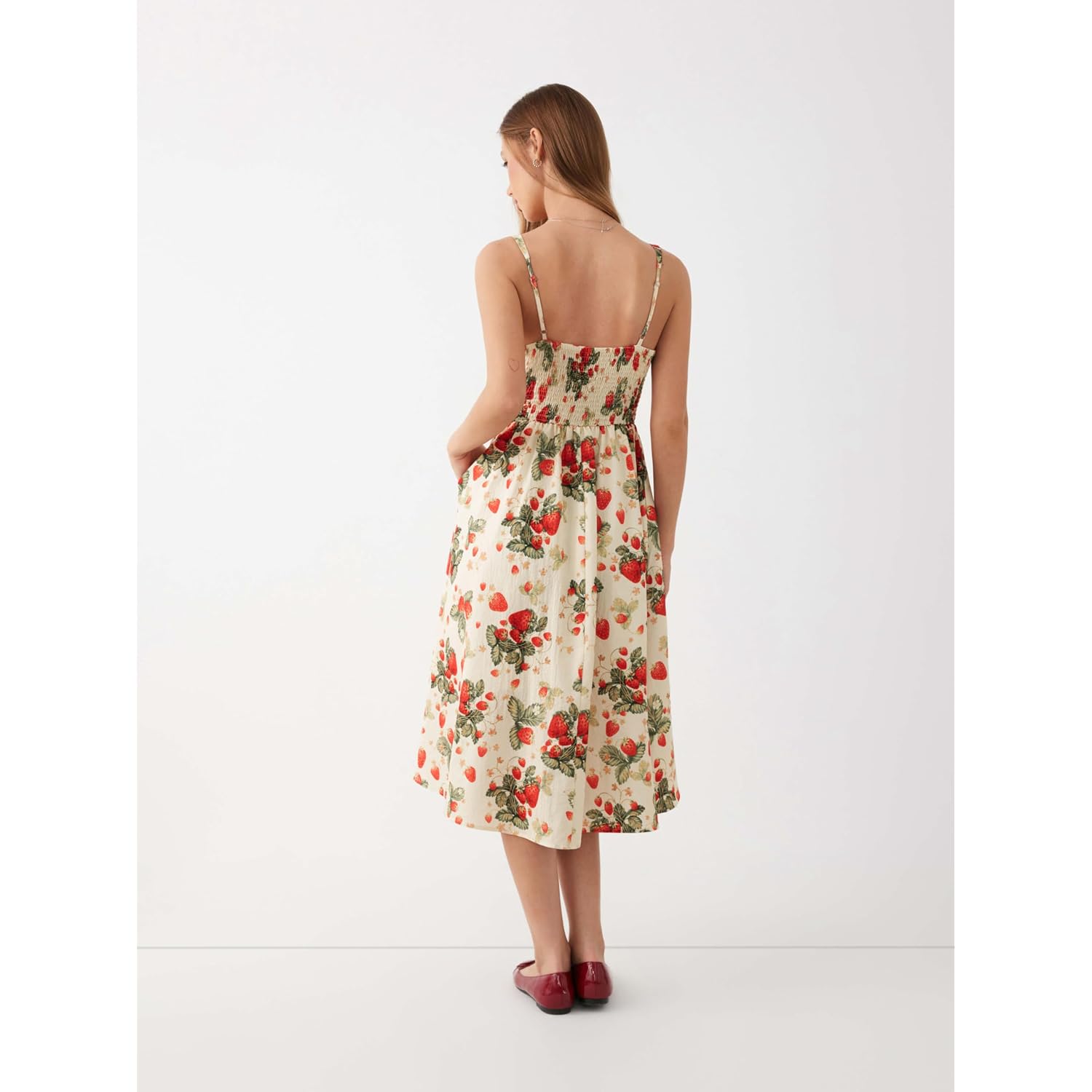 Cider Women'S Strawberry Floral Maxi Dress Sleeveless Square Neck Flowy Milkmaid Dress Cottage Core Trendy Summer Outfits