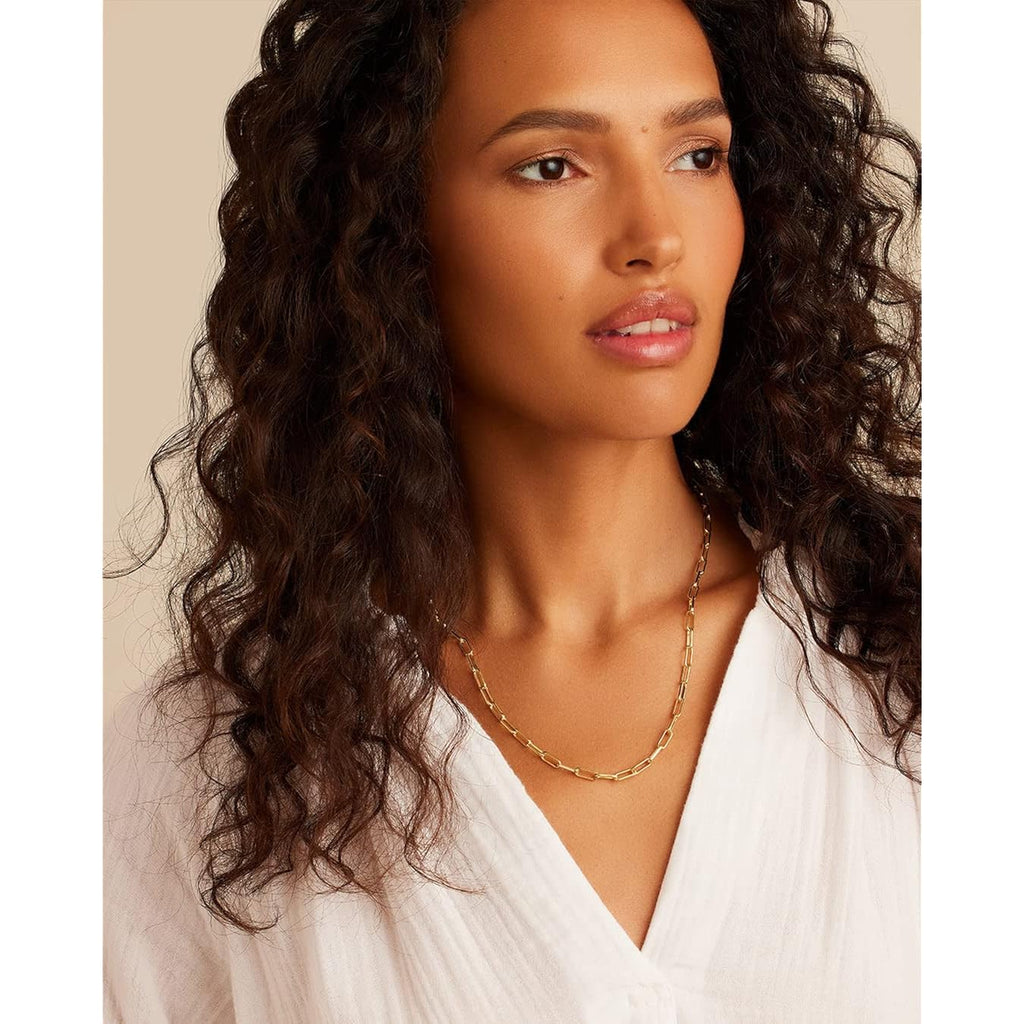 gorjana - Parker Necklace 18" - 18k Silver or Gold Plated - Adjustable Paperclip Link Chain - Chunky Clasp - Ideal Gift Packaging