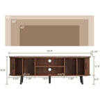 Choochoo Mid Century Modern Tv Stand For Tvs Up To 60 Inch, Entertainment Center With Fluted Sliding Doors And Hidden Storage, Tv Console With Adjustable Shelf For Living Room, Bedroom, Walnut