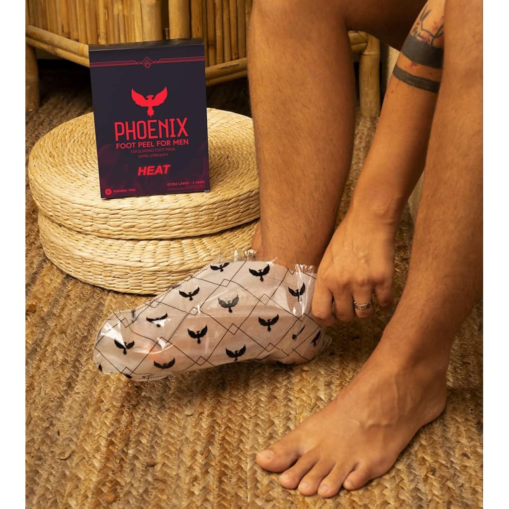 (Pack of 2) Phoenix Foot Peel for Men - Extra Large - Extra Strength - Cinnamon - Exfoliating Dry Feet Treatment - Callus Remover - Paraben and Fragrance Free -