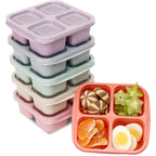 6 Pack Snack Containers, 4 Compartment Snack Box Containers Bento Box, Reusable Meal Prep Lunch Containers For Adults Kids Toddler, Divided Food Containers For Travel Work School