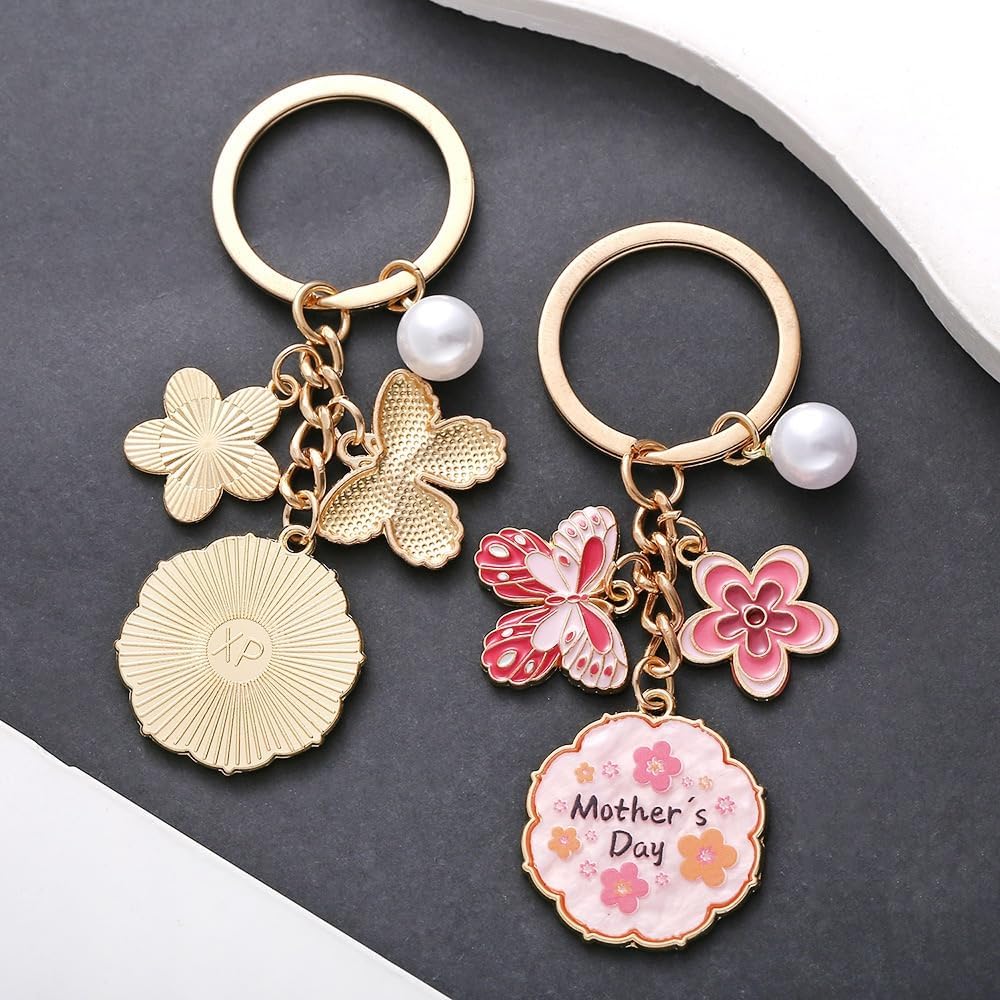 Small Cute Presents Mom Keychain Little keyring Pink Charm for Women, Mothers Day Birthday Gifts from Daughter Son