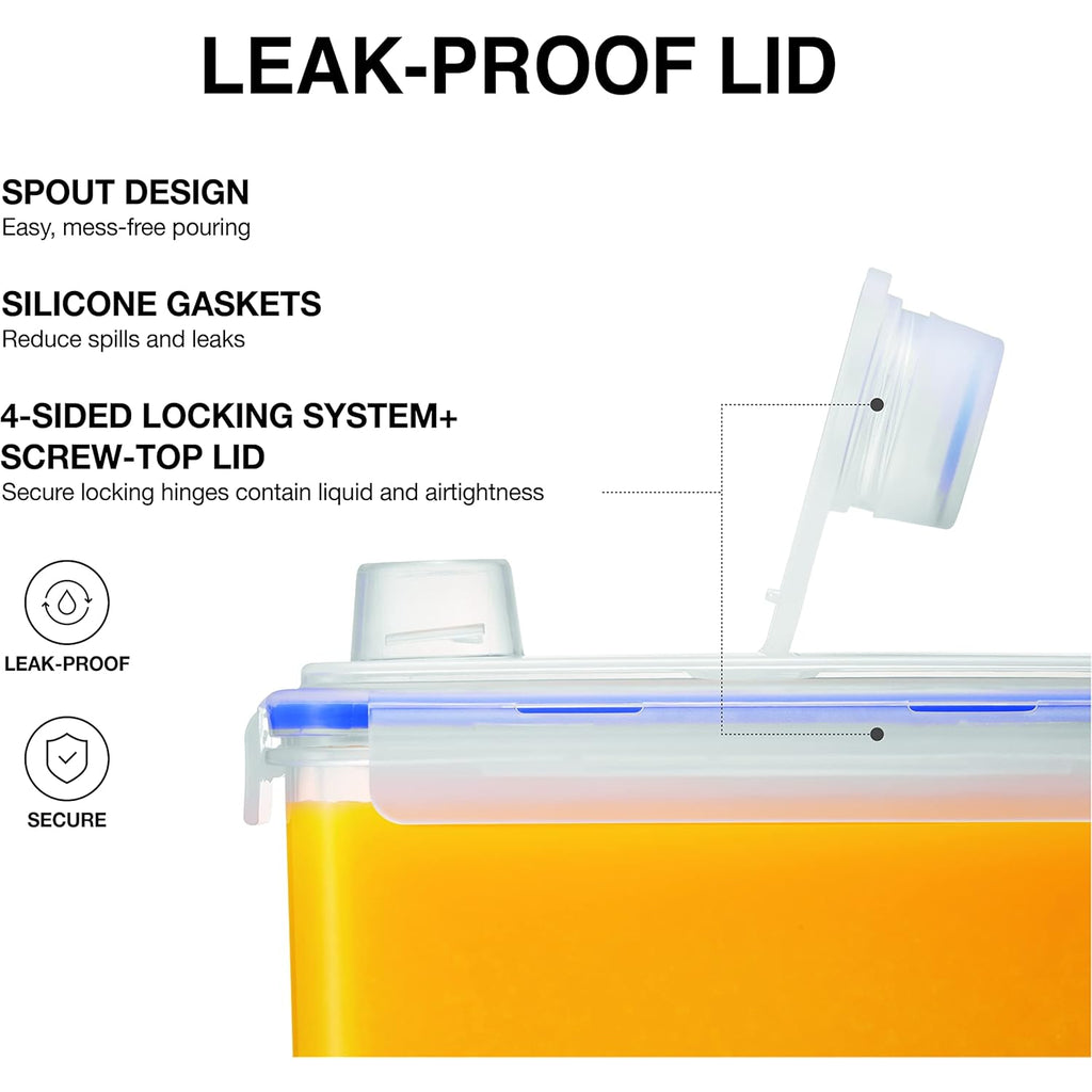 LocknLock Aqua Fridge Door Water Jug | Clear Pitcher | BPA Free Plastic Pitcher with Lid | 1 Gallon Pitcher with Lid for Water, Juice, Tea & More Beverages, Clear