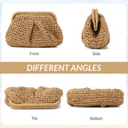 Freie Liebe Straw Clutch Purses for Women Woven Dumpling Bag Summer Beach Clutch Wicker Crossbody Purses