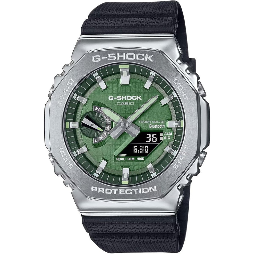 G-Shock Casio G-Steel Solar Connected Green Dial Black Resin Strap Watch - Gbm2100A-1A3