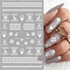 9 Sheets Christmas Snowflake Nail Art Stickers, Winter Romance Nail Decals, White Reindeer 3D Self-Adhesive Nail Sticker, Holiday DIY Manicure Decoration Supplies Accessories for Women Girls