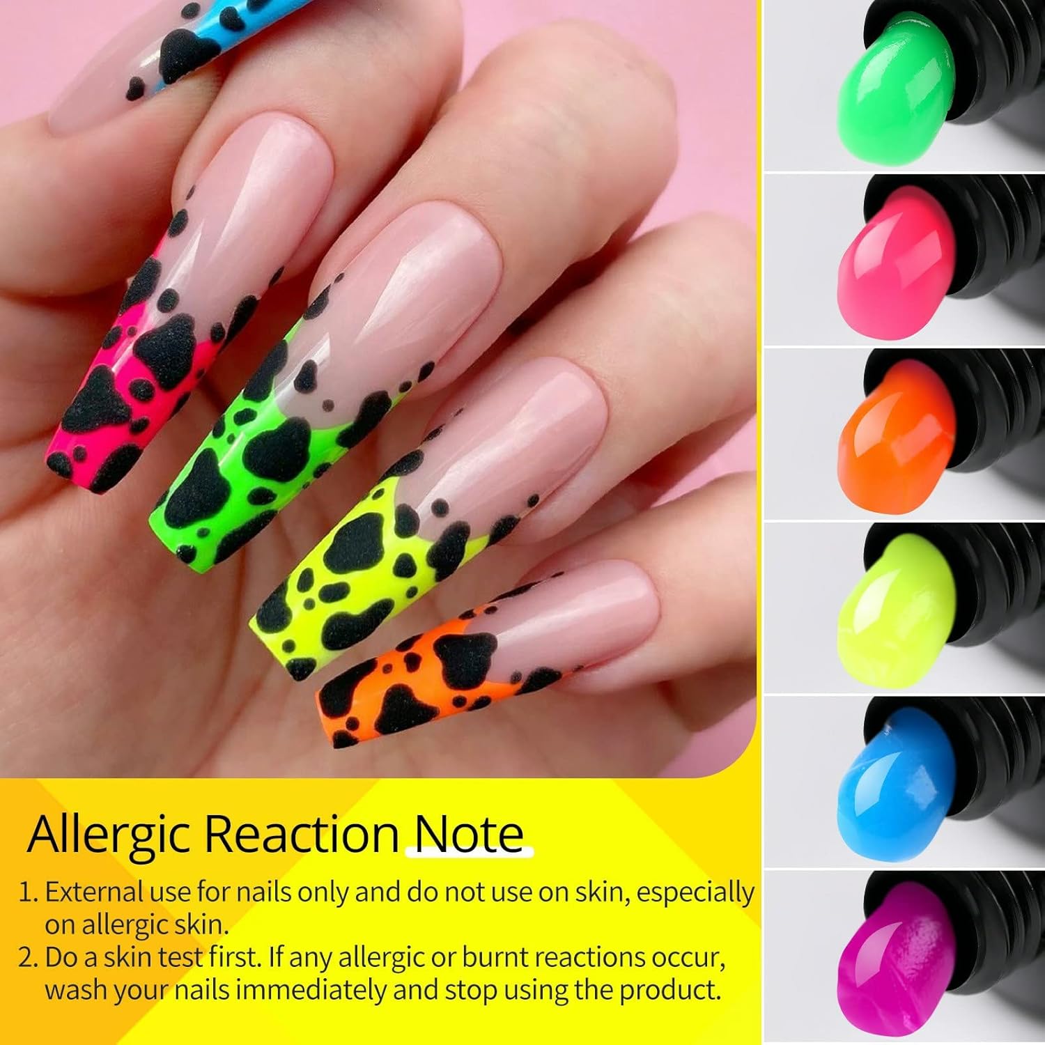 UR SUGAR Neon Poly Nail Gel Set - 6 Colors Halloween Pink Neon Green Yellow Orange Bright Colors Spring Summer Poly Extension Nail Gel Polish Kit Long Lasting Soak Off Gel Polish Gift Box