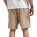 Mens Corduroy Shorts With Pockets,7 Inch Casual Elastic Waist Summer Beach Shorts With Drawstring