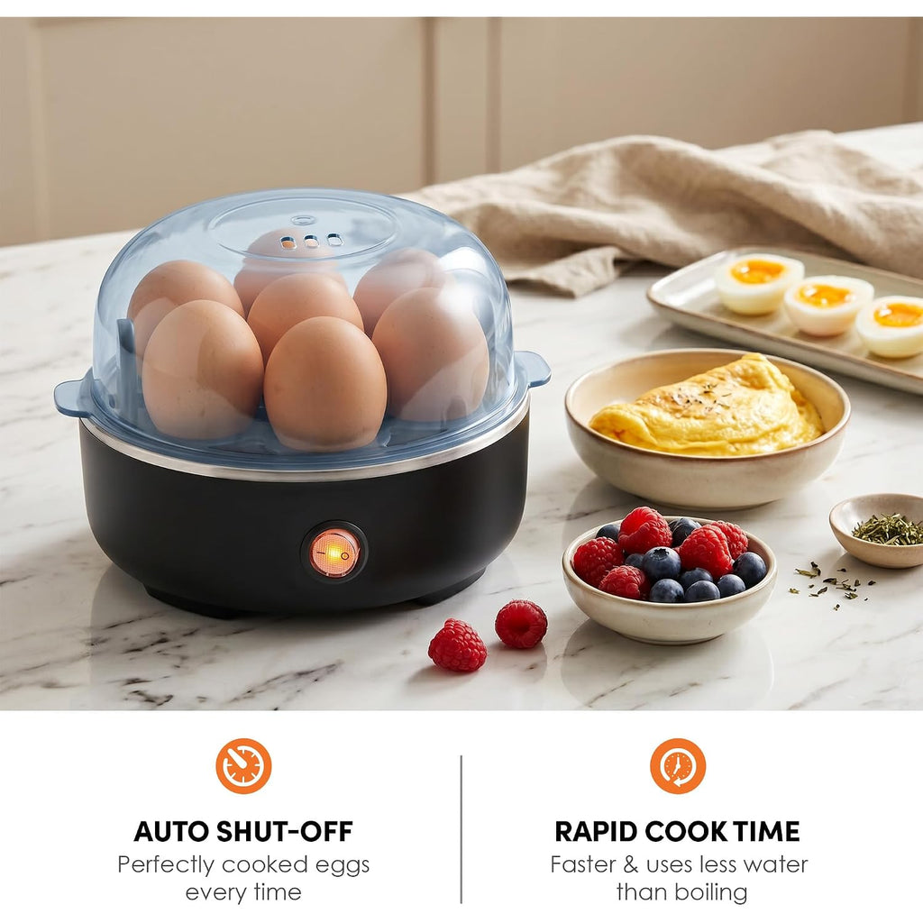 Elite Gourmet Egc115B Easy Egg Cooker Electric 7-Egg Capacity, Soft, Medium, Hard-Boiled Egg Cooker With Auto Shut-Off, Measuring Cup Included, Bpa Free, Classic Black