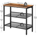 Hoobro End Table, 3-Tier Narrow Side Table, Nightstand With 2 Flat Or Slant Adjustable Shelves For Small Spaces, Hallway, Living Room, Bedroom, Sturdy, Easy Assembly, Rustic Brown And Black Bf23Bz01G1