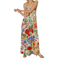 Abyovrt Women Boho Floral Maxi Dress Backless Spaghetti Strap A-Line Flowy Summer Vacation Long Dress
