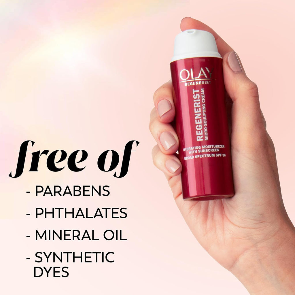 Olay Regenerist Advanced Anti-Aging Face Moisturizer For All Skin Types, Micro-Sculpting Cream With Broad Spectrum Spf 30, Reduces Wrinkles, Firms And Plumps Skin, Dermatologist Tested, 1.7 Oz