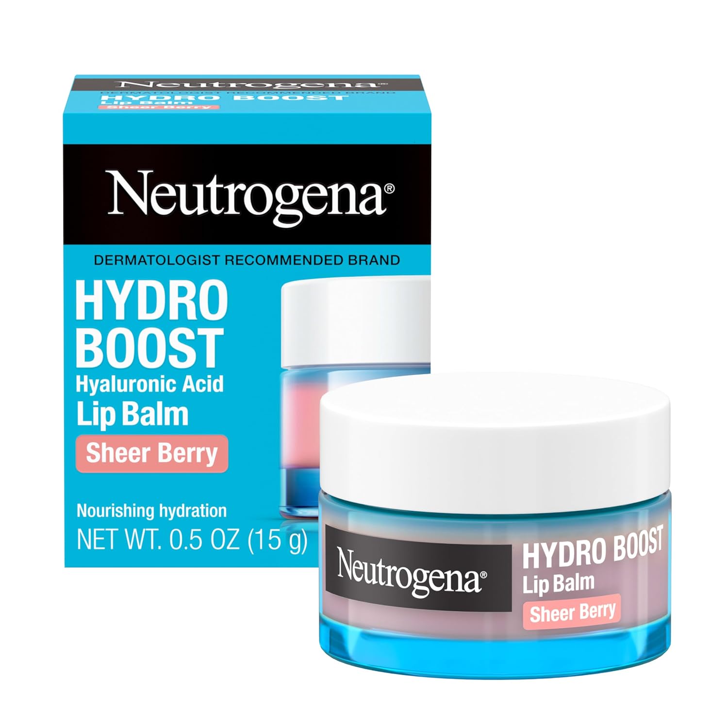 Neutrogena Hydro Boost Hyaluronic Acid Lip Balm, Nourishing Vitamin E Leaves Lips Feeling Hydrated, Sheer Pink Tinted Color With A Sweet Berry Flavor, Sheer Berry, 0.5 Oz