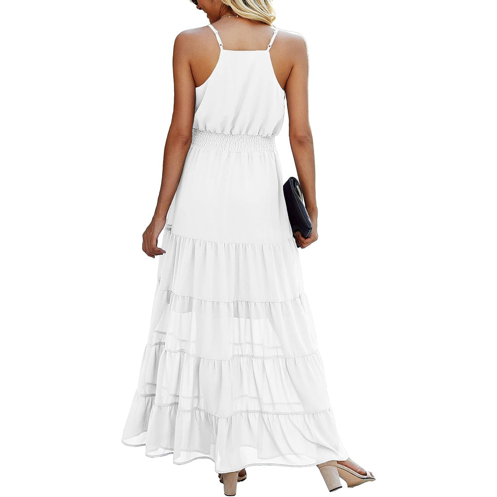 Prettygarden Women'S 2026 Summer Maxi Dress Spaghetti Strap Sleeveless High Waist Beach Vacation Long Sundresses