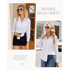 Womens Stretch Button Down Shirts Slim fit Long Sleeve Dress Shirt Wrinkle Free Collared Business Casual Blouse