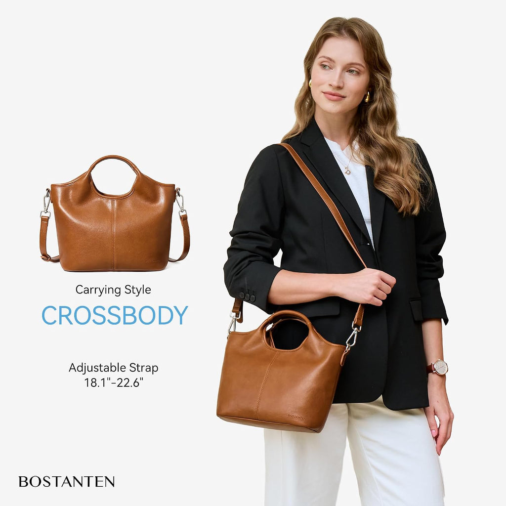 Bostanten Vegan Leather Purses For Women Soft Top Handle Satchel Crossbody Zipper Handbag With Detachable Shoulder Strap