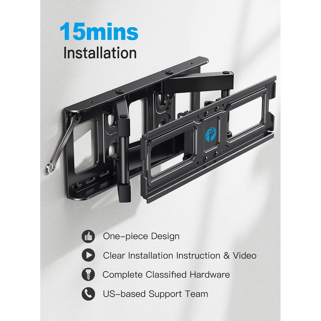 Pipishell TV Wall Mount for 26-74 inch LED LCD OLED 4K TVs up to 99lbs, Full Motion TV Mount Bracket Articulating Swivel Extension Tilting Leveling Max VESA 400x400mm, Fits 12/16 Inch Wood Studs