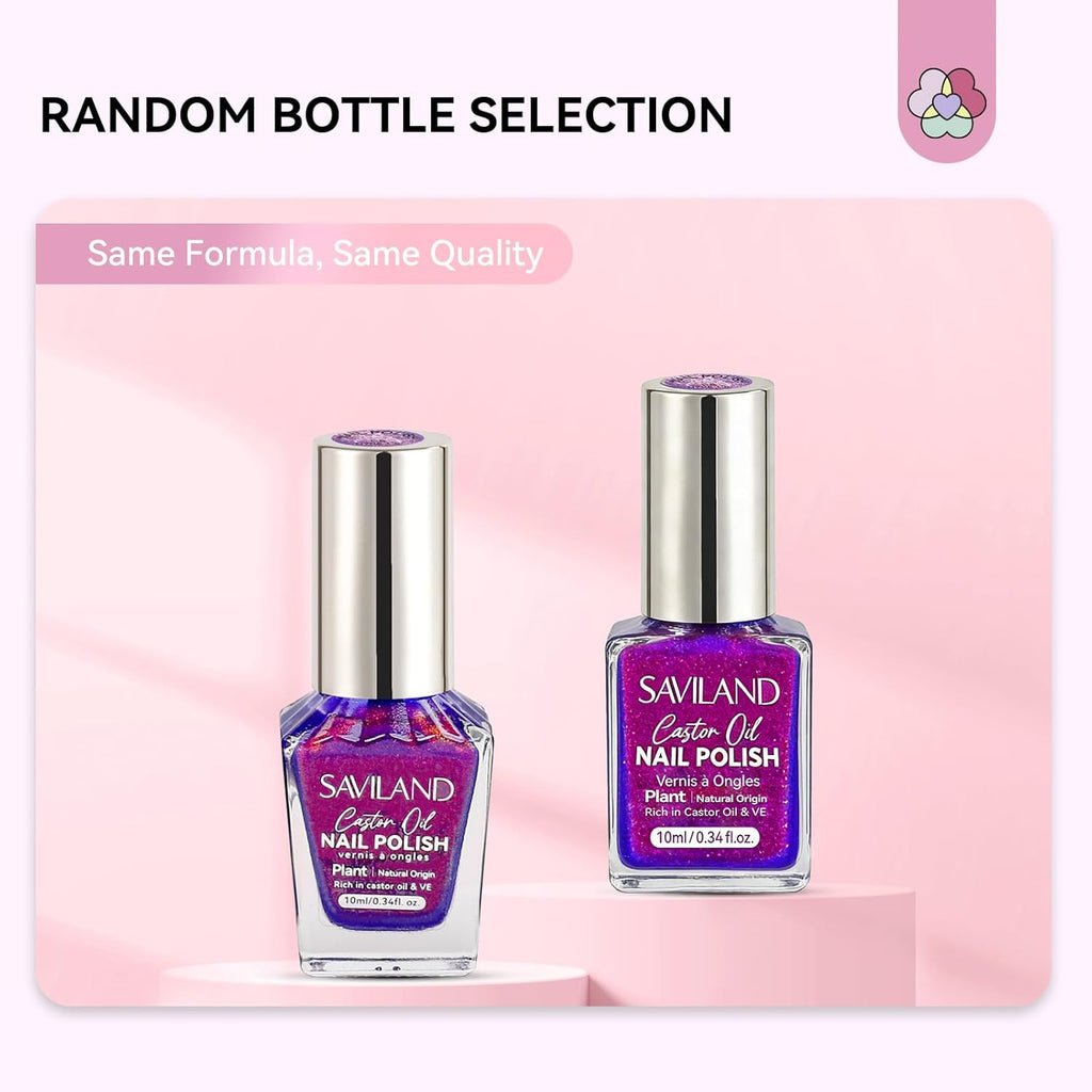 SAVILAND 6pcs Ombre Nail Polish Sets: Charm Pink Blue Gold Purple Pearl Summer Fingernail Polish Colors Air Quick Dry Nail Polish Plant-base Castor Oil Natural Nail Lacquer Women Home Manicure DIY