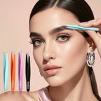 BEDACE Tweezers for Women and Men Facial Hair,Thickened 430 Stainless Steel High Precision and Comfort Slant point Flat Hook tweezer for Eyebrows Ingrown Hair