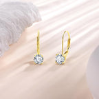 Moissanite Earrings, White Gold Plated Soild Sterling Silver Dangle Earrings 1.0ct-2.0ct D Color Brilliant Round Cut Lab Created Moissanite French Leverback Drop Earring for Women
