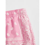 Floerns Men'S Boho Paisley Graphic Print Drawstring Waist Essentials Summer Bandana Shorts With Pocket