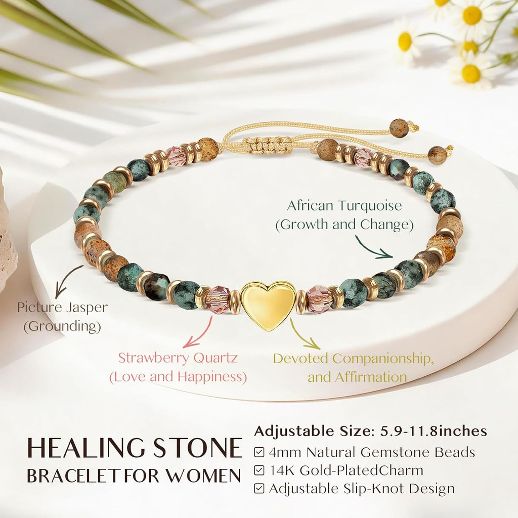 Inspirational Bracelets Gifts for Women: Healing Natural Stone Beads Bracelets - Birthday Mothers Day Gifts Thinking of you Get Well Soon Gift for Women Friends Sister Mom
