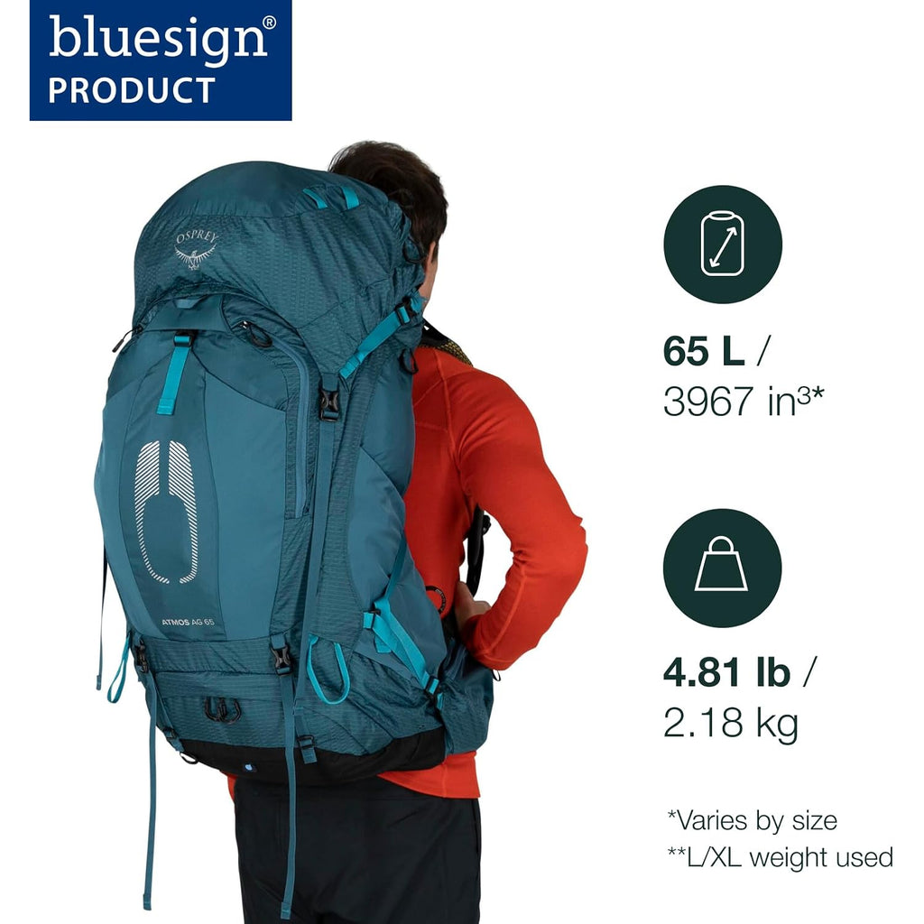 Osprey Atmos Ag 65L Men'S Backpacking Backpack, Black, L/Xl