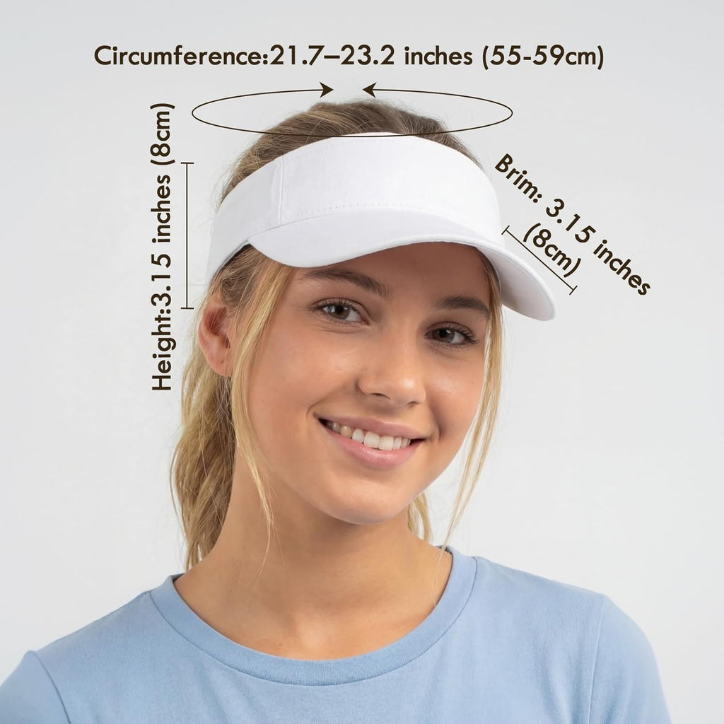 Comfortable Breathable Sun Visors for Women-Cotton Structured Brim Pontail Visor Hats for Casual,Walking,Beach