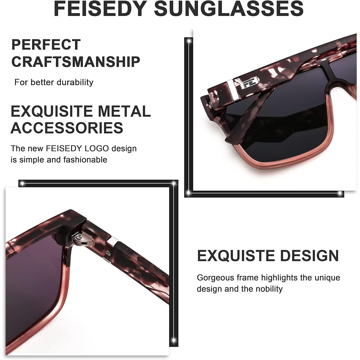 FEISEDY Sunglasses for Women Men, Fashion Mirrored Single Lens, Driving Beach Sunnies UV400 Shades B2996