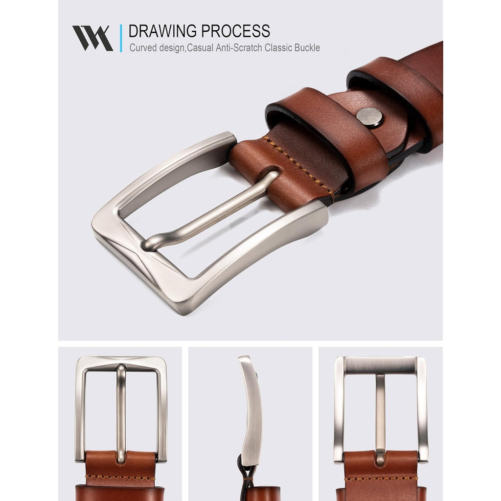 Wolfant 1.5" Full Grain Leather Belt For Men In Gift Box,100% Italian Real Solid Leather