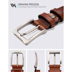 Wolfant 1.5" Full Grain Leather Belt For Men In Gift Box,100% Italian Real Solid Leather